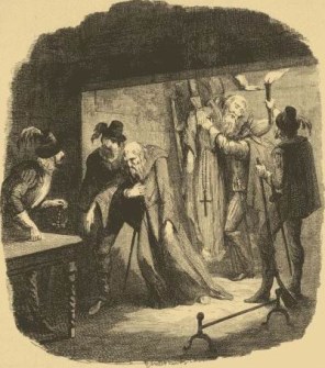 힌들립 홀에서 체포되는 영국의 복자 에드워드 올드콘과 헨리 가넷_by George Cruikshank_in 1840.jpg